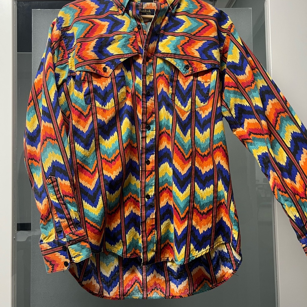 VTG Western Chevron Button-Up Shirt - Picture 2 of 7